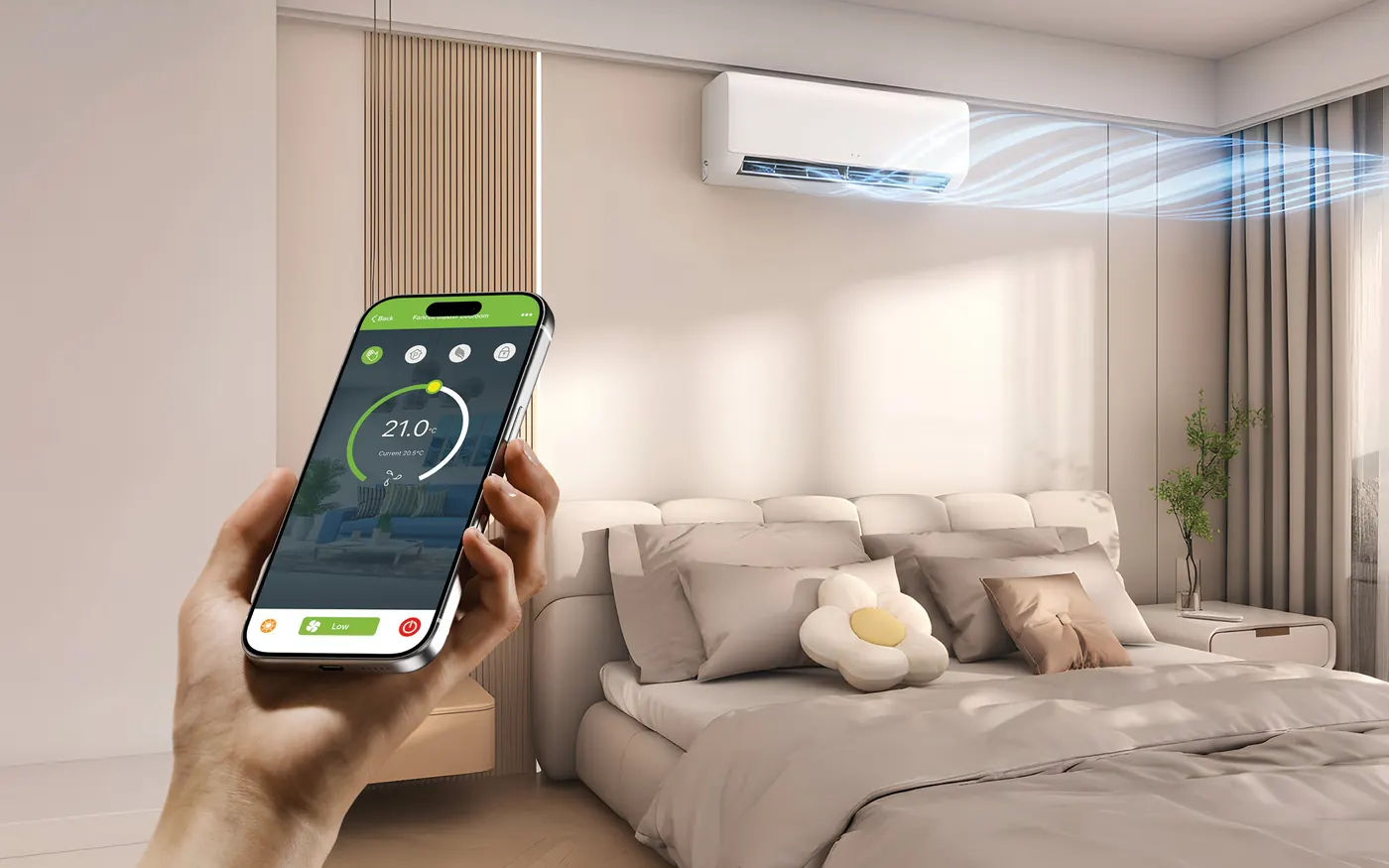 Sterowanie klimakonwektorem ściennym Mycond MHW-Q ze smartfona w sypialni, Polska
